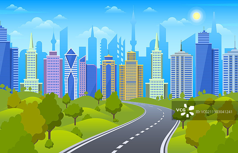 城市公路路边城景图片素材