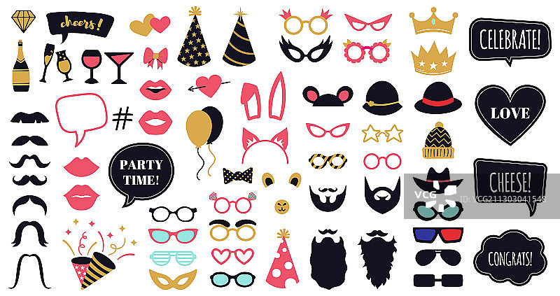 照片展位派对道具搞笑面具眼镜图片素材