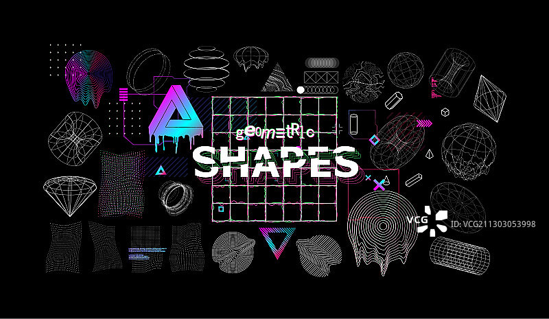 具有故障效果的通用现代形状图片素材