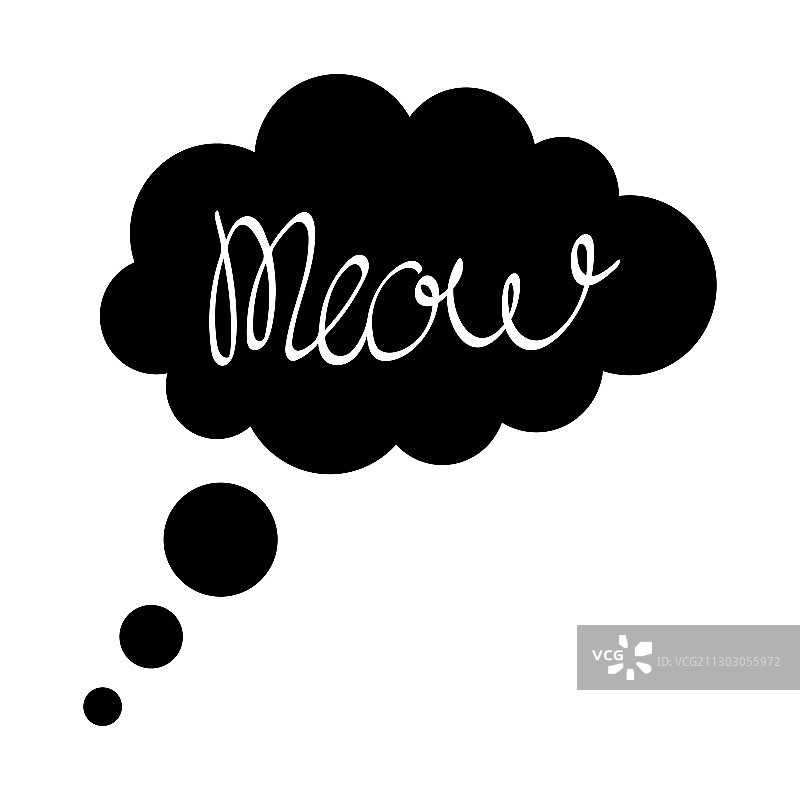 白色背景上的猫叫声气泡图片素材