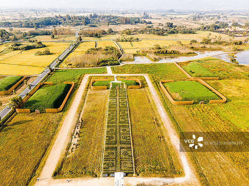 航拍杭州良渚古城遗址图片素材