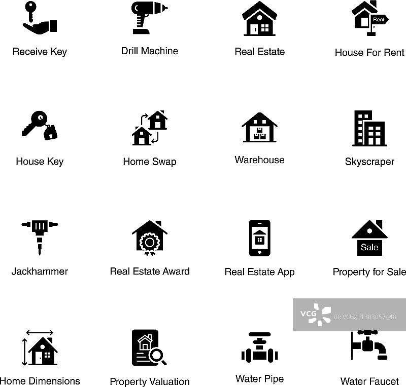 房产服务实心图标包图片素材