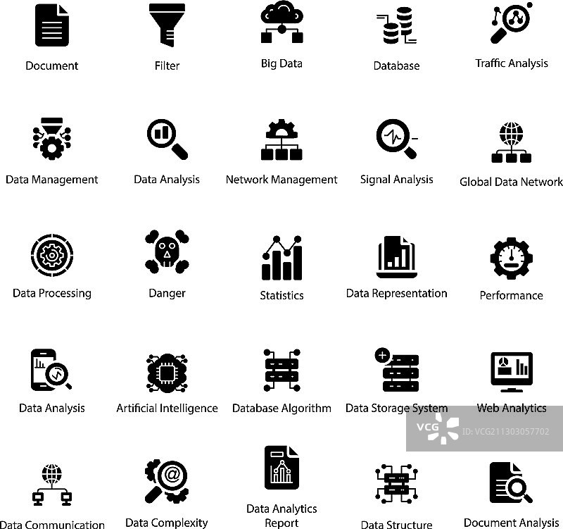 数据科学实心图标包图片素材