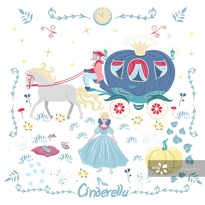 灰姑娘童话故事元素套装图片素材