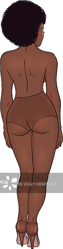穿着内衣的非裔美国曲线身材女孩图片素材