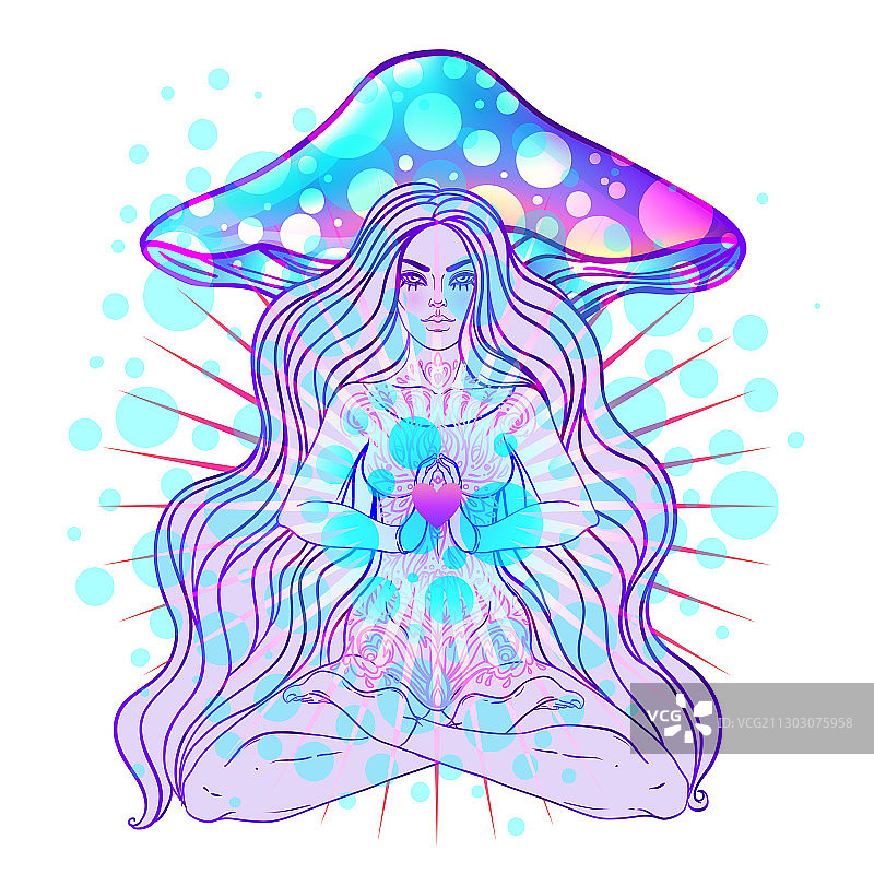 美丽的女孩莲花坐图片素材