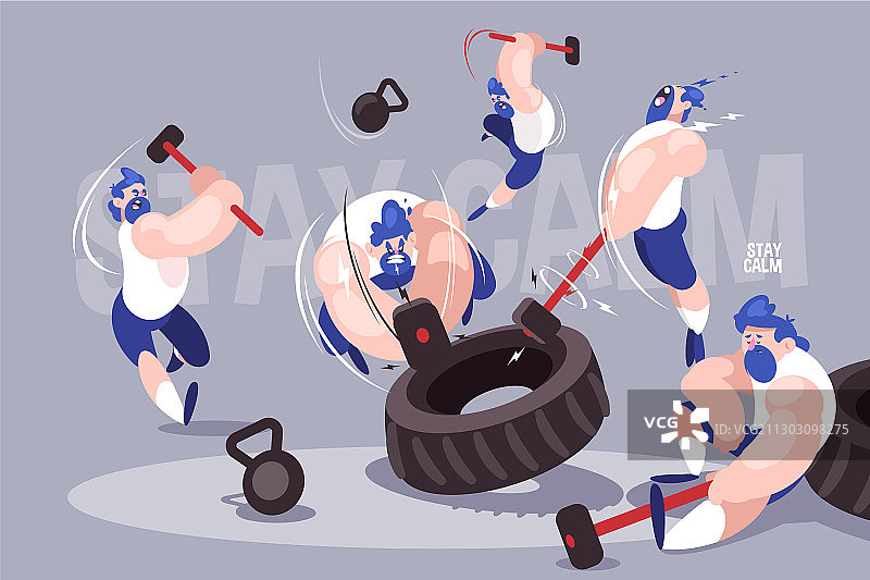 愤怒的男子手持大锤图片素材