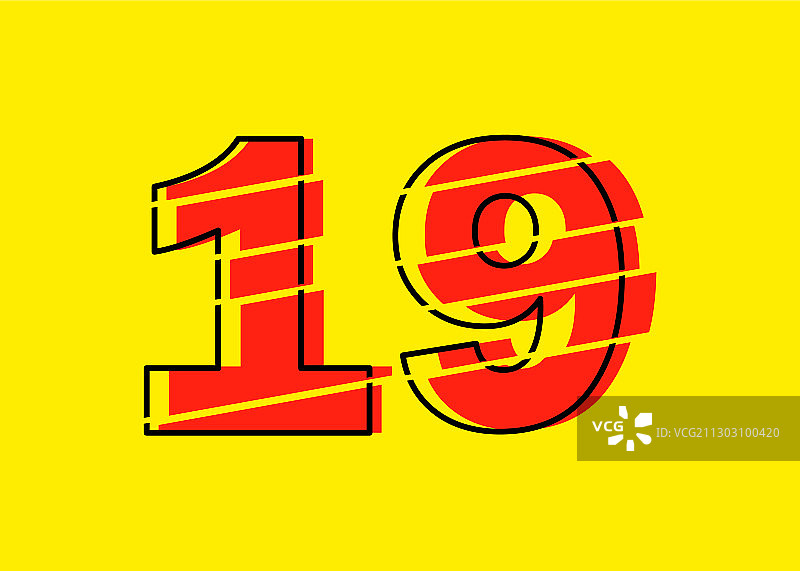 故障风现代红色数字19设计图片素材