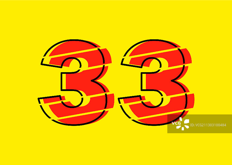 故障风红色33数字设计图片素材