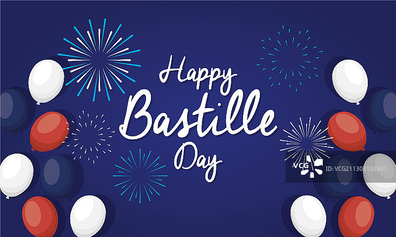 带氦气球的巴士底日庆祝活动图片素材