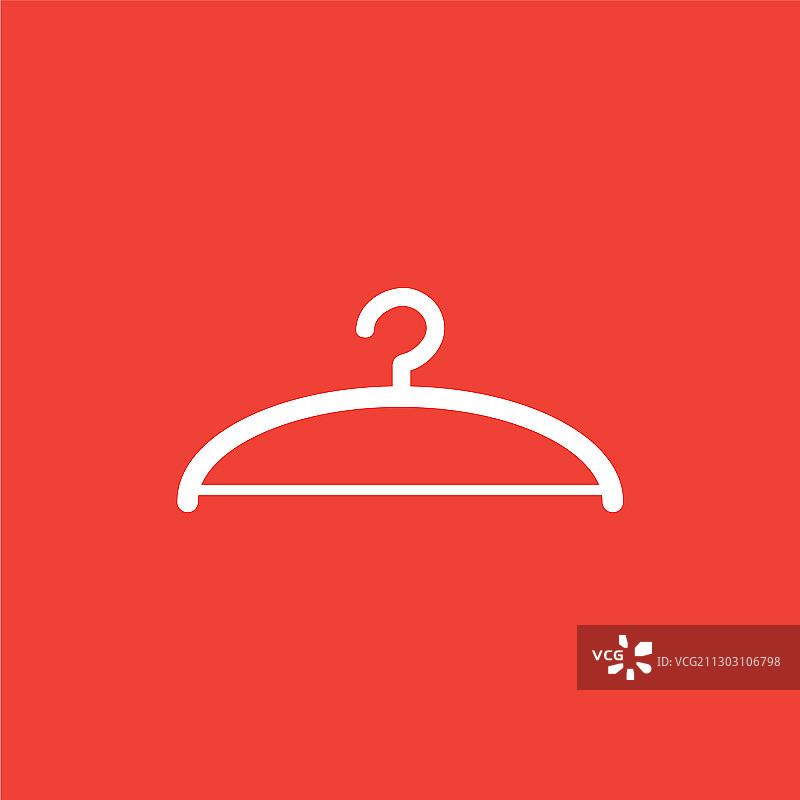 红色背景上的衣架图标（扁平风格）图片素材