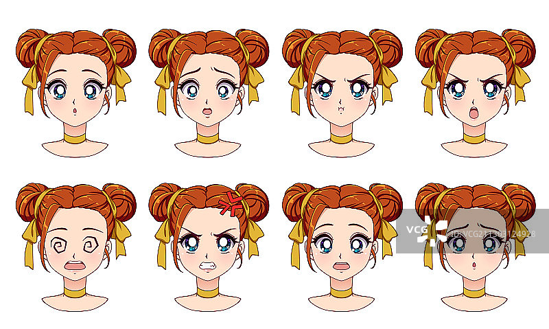 一组不同风格的可爱动漫女孩图片素材