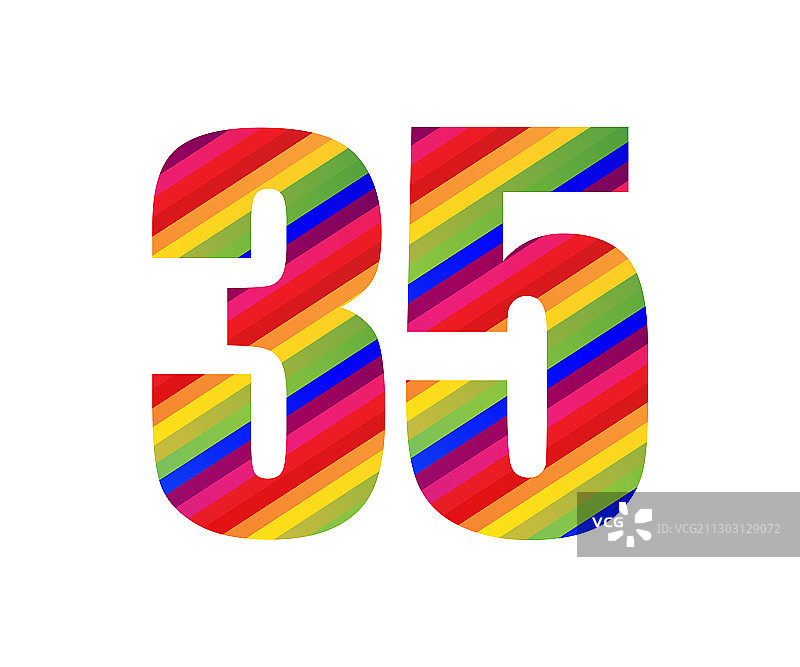 数字35彩虹风格数字图片素材