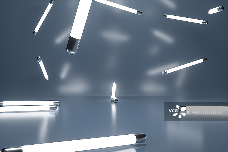 布满灯光的室内空间，三维图形图片素材