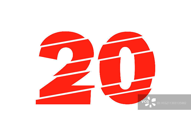现代红色20数字时尚扁平设计图片素材