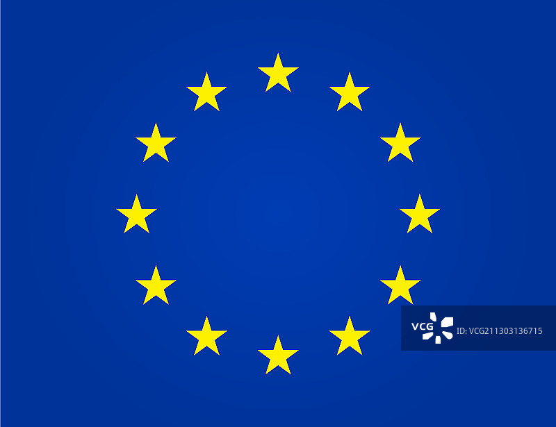 欧盟旗帜，欧盟星在欧元联盟圆圈中图片素材