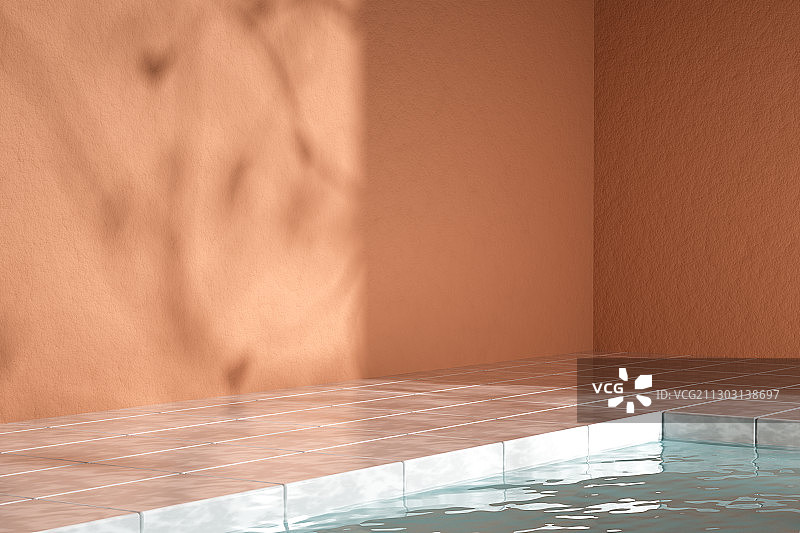 泳池和墙角，三维图形图片素材