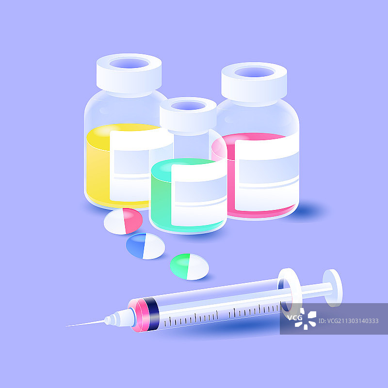 医疗健康科技医药研发疫苗药品在线问诊云服务3d渐变矢量插画图片素材