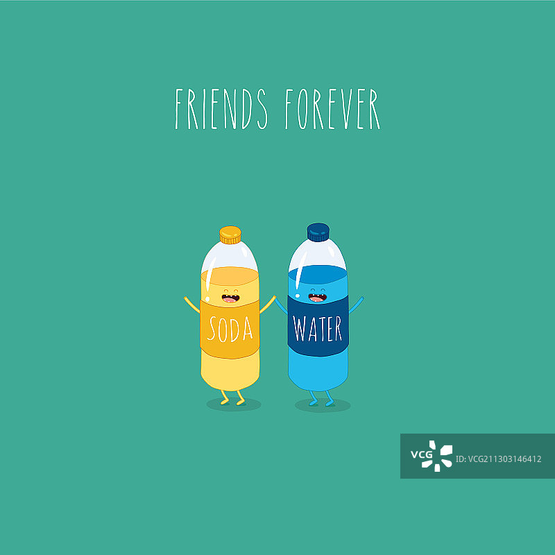 苏打水和水瓶友谊永存图片素材