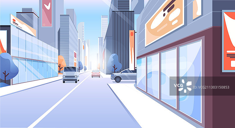 卡通现代城市街道图片素材