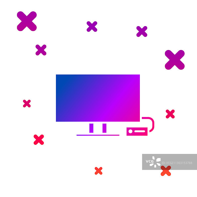 彩色智能电视图标，白色背景图片素材