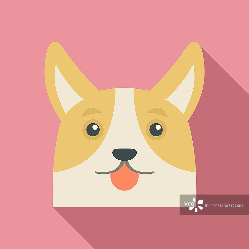 可爱的柯基犬图标扁平风格图片素材