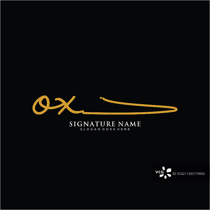 字母OX签名logo模板图片素材