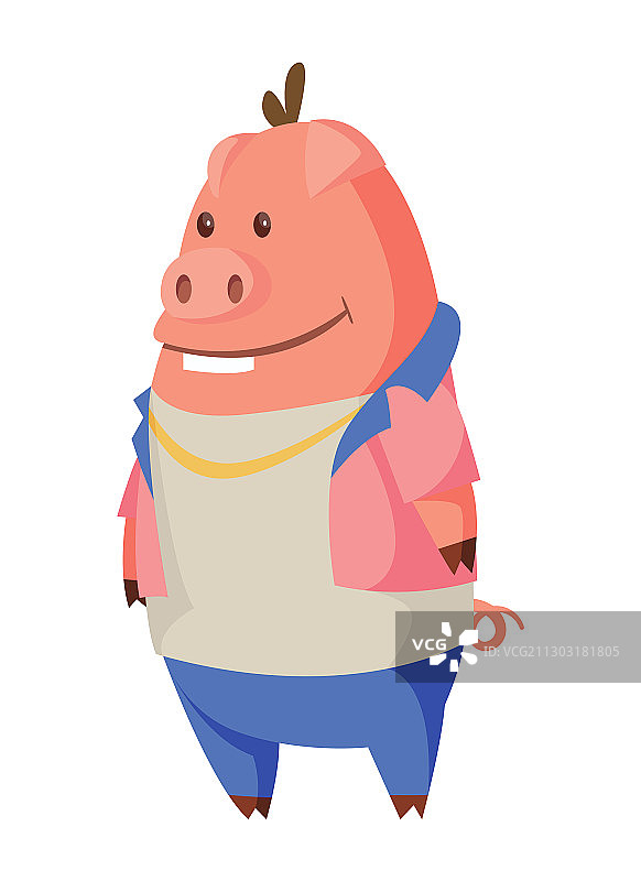 卡通猪形象的富有商人图片素材