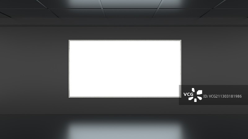 3D渲染灰色空间里里的白色广告灯箱图片素材