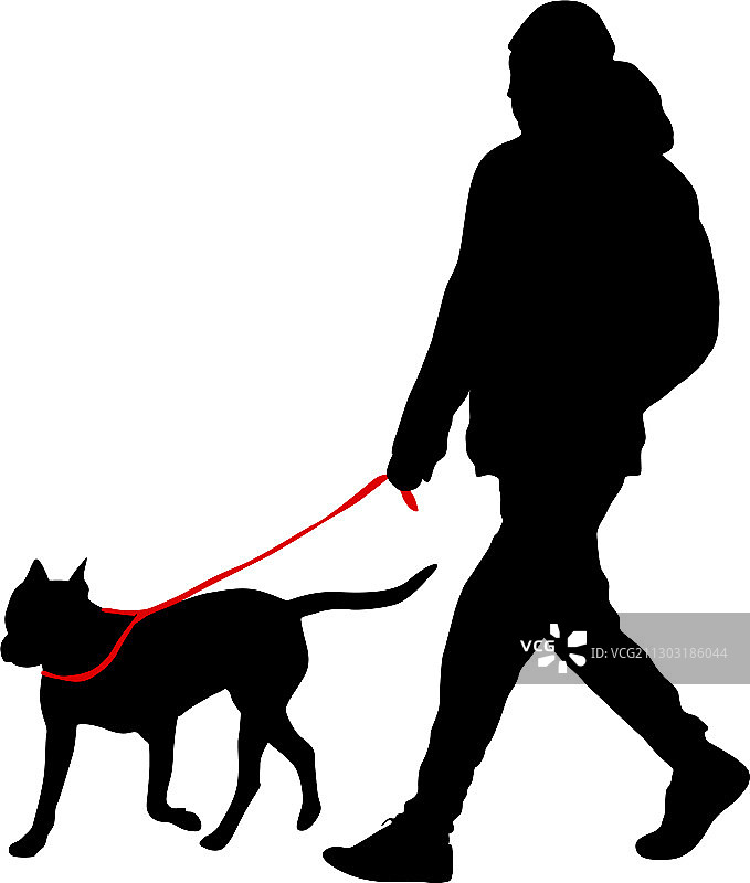 男人和狗的白色背景剪影图片素材