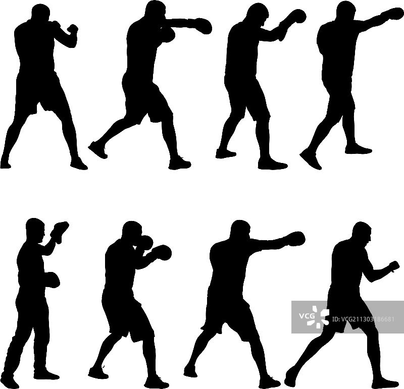 黑色剪影：运动员拳击手图片素材