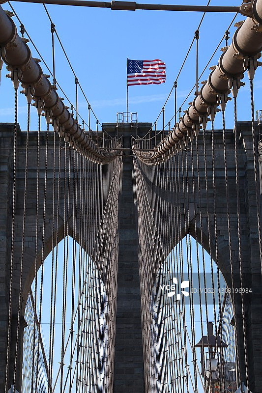 仰视布鲁克林大桥图片素材