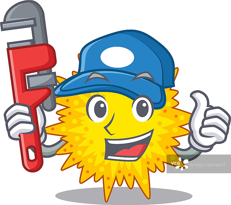 带有工具的肺炎支原体智能水管工卡通设计图片素材