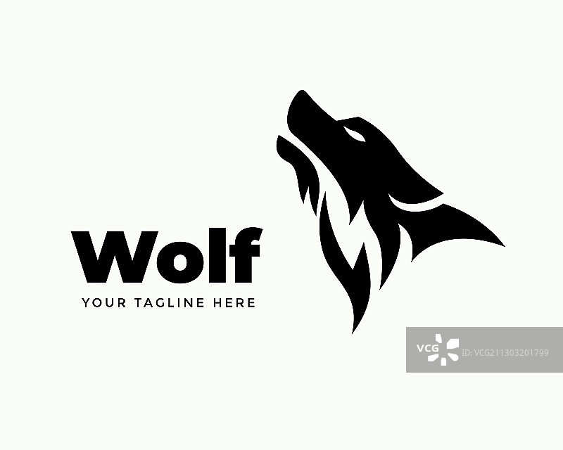 优雅抽象黑色狼头logo图片素材