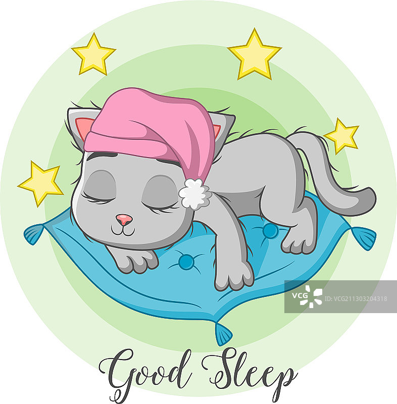 可爱小猫在枕头上睡觉图片素材