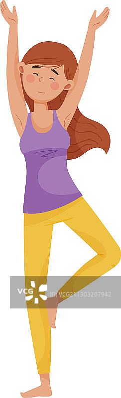 做瑜伽姿势以减轻压力的年轻女子图片素材