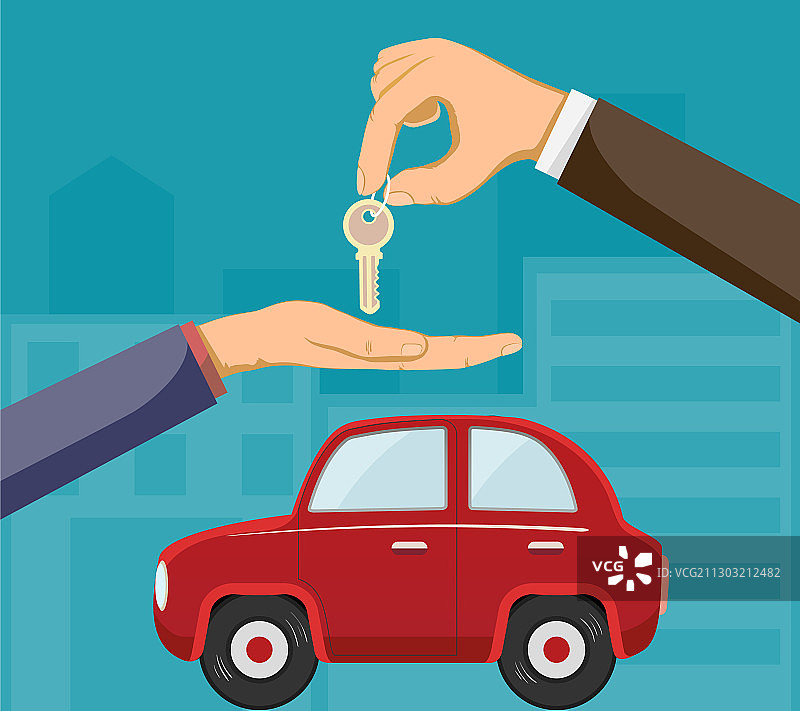 汽车经销商向买家交付钥匙图片素材