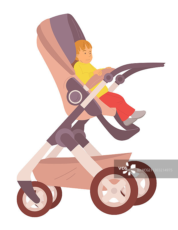 坐在婴儿车里的幼儿图片素材