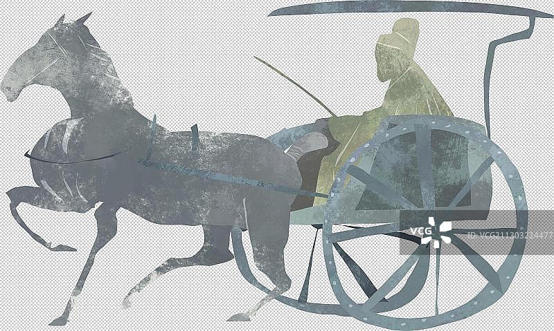 铜车马剪影图片素材