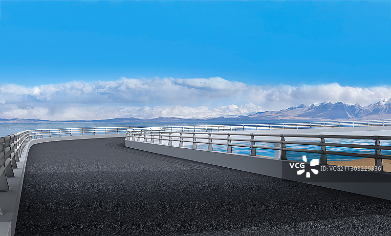 雪山沙漠与高速公路图片素材