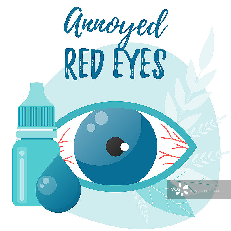 恼怒的红眼与滴眼液瓶图片素材