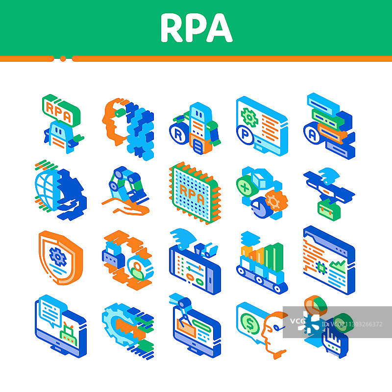 RPA机器人流程自动化2.5D图标集图片素材
