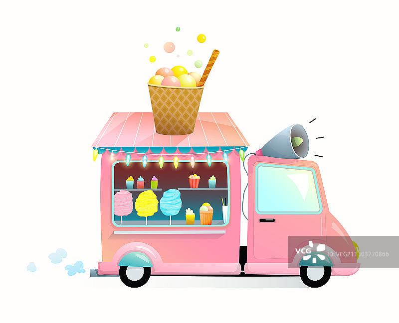 棉花糖甜品街头餐车图片素材
