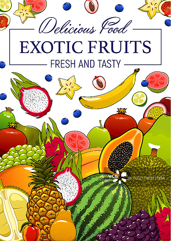 异国热带水果卡通海报图片素材