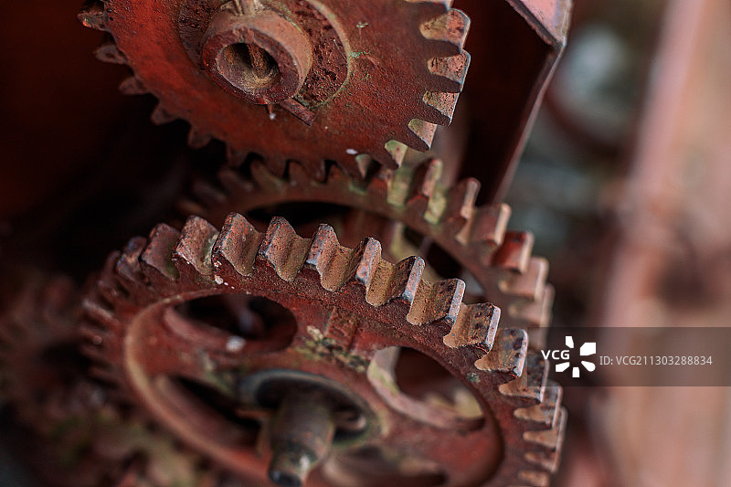 生锈的机器零件的特写镜头图片素材