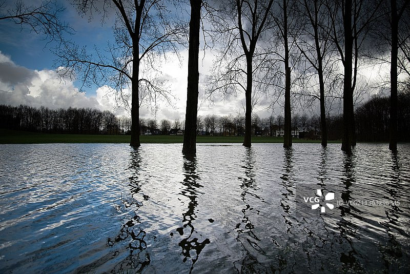 荷兰阿尔梅勒的湖泊风光图片素材