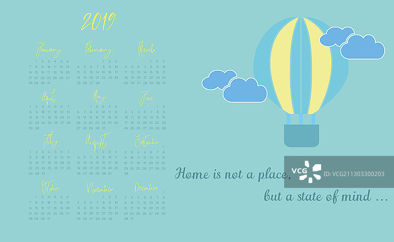 日历2019设计桌面日历图片素材