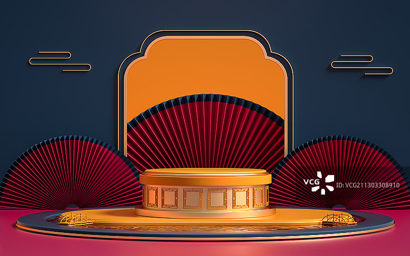 3D中国风产品展示台创意图图片素材