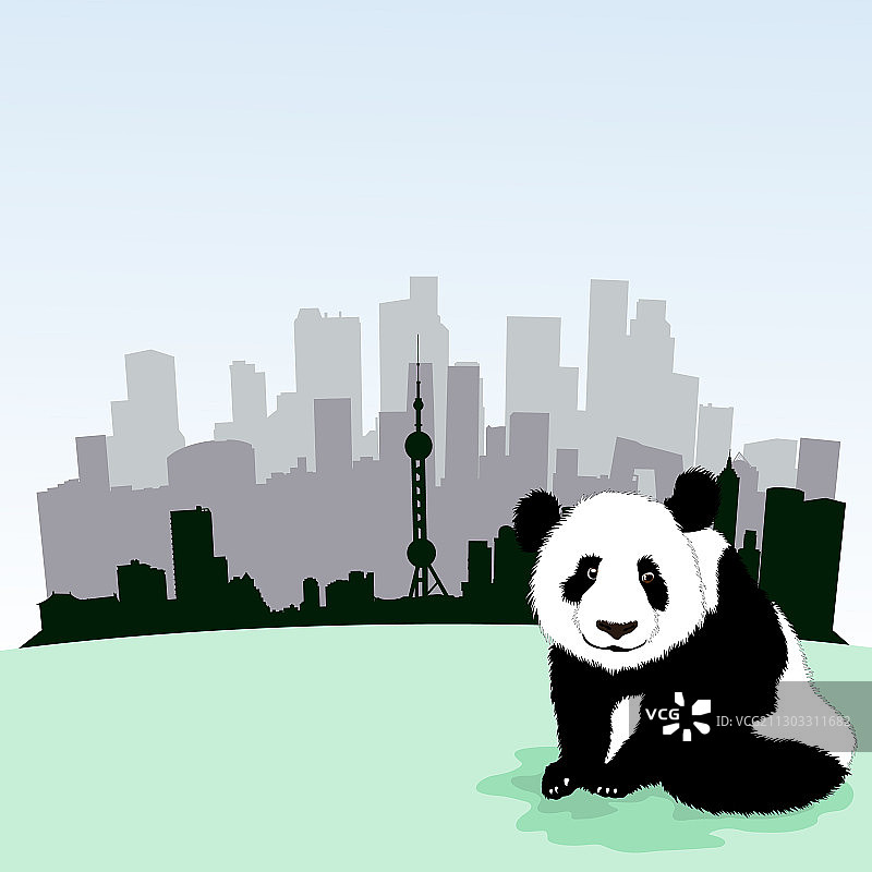 北京天际线与熊猫图片素材
