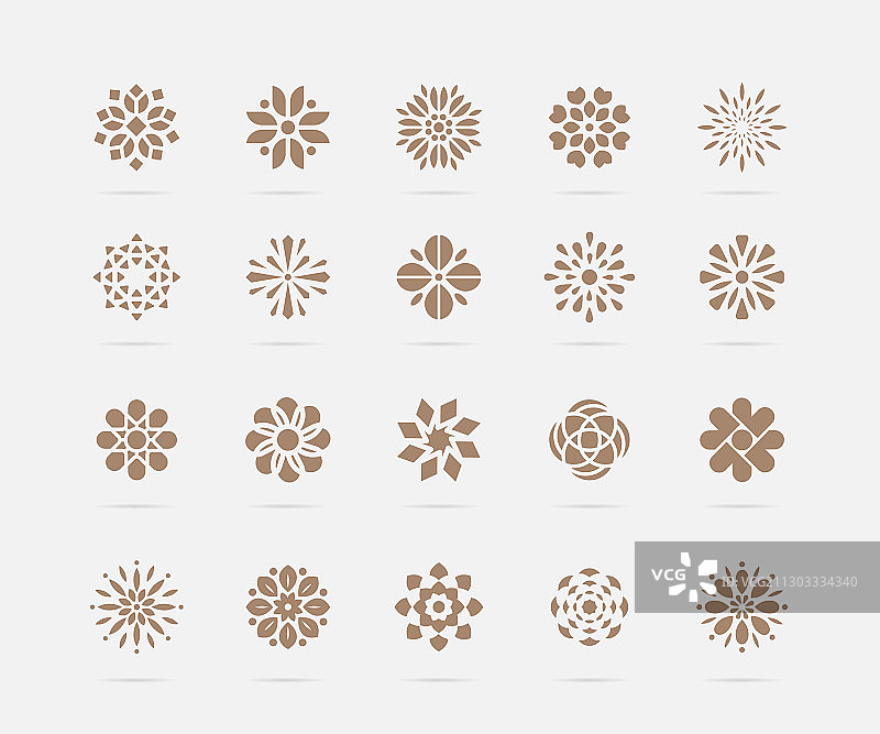 金色抽象花朵符号套装图片素材
